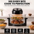 thumbnail image 5 of Granitestone 16Qt Large Glass Air Fryer Non Toxic – Family Sized Airfryer Cooker with 3 Cooking Levels, Stainless Steel Racks, Chicken, No Preheat, Self Cleaning, Dishwasher Safe, Black, 5 of 8