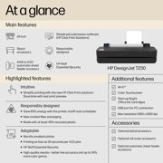 HP DesignJet T230 24 Wireless Large Format Color Thermal Inkjet Plotter Printer, 2025 Edition, Bundle with Color and 38ml Black Ink Pack, Matte Bond Inkjet Paper Roll