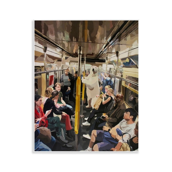 Stupell Industries Polar Bear on Subway People Painting Unframed Art Print Wall Art, 11 x 14