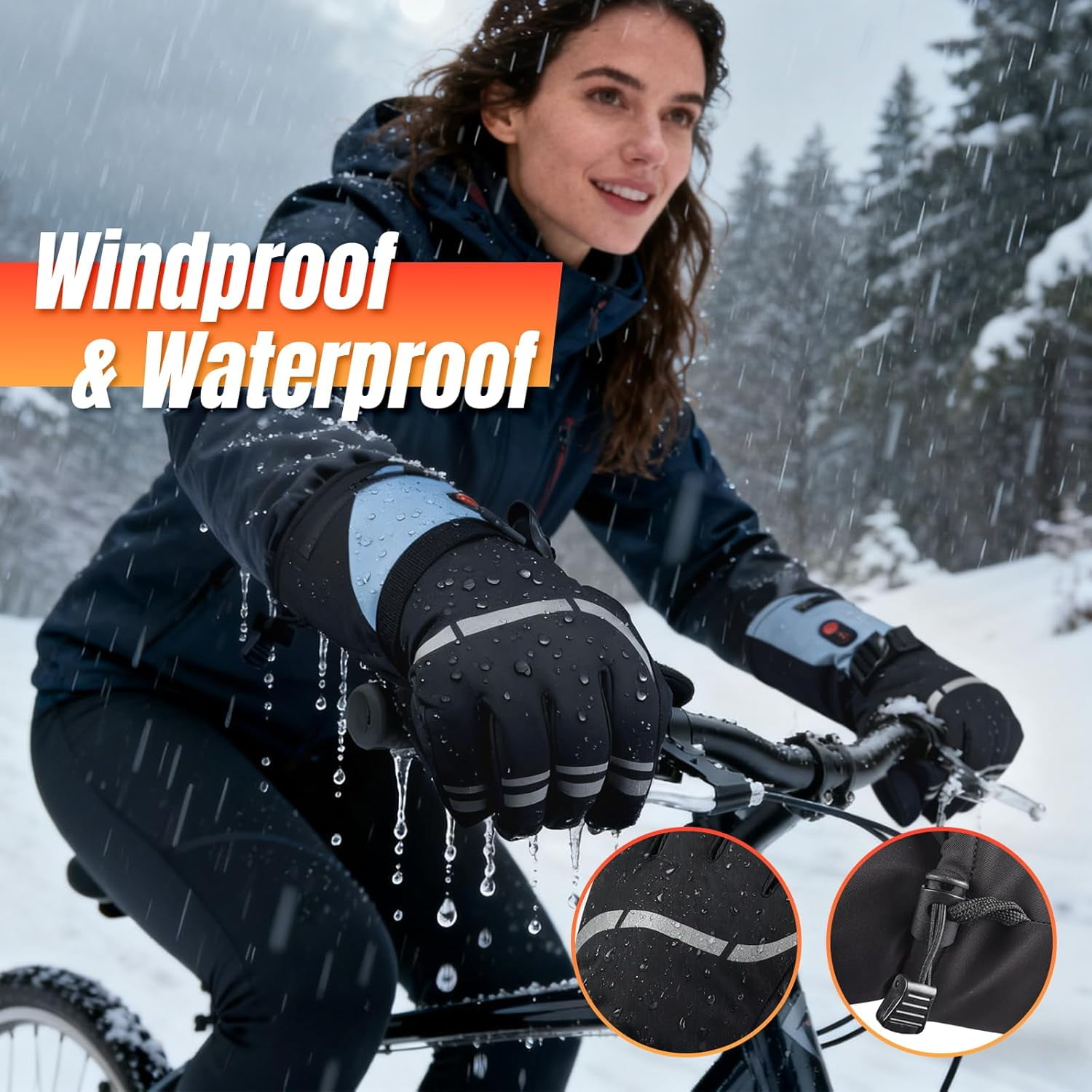 Heated Gloves for Women Men, 3 Heating Levels Hand Warmers Rechargeable with Touchscreen, 7.4V/3200mAh Battery Windproof & Waterproof Electric Winter Gloves for Motorcycle Ski Camping