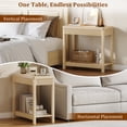 thumbnail image 2 of Aufeile End Table, Narrow Fluted Boho Wood Side Table with Storage Shelf, Small Space Accent Table, Natural, 2 of 9