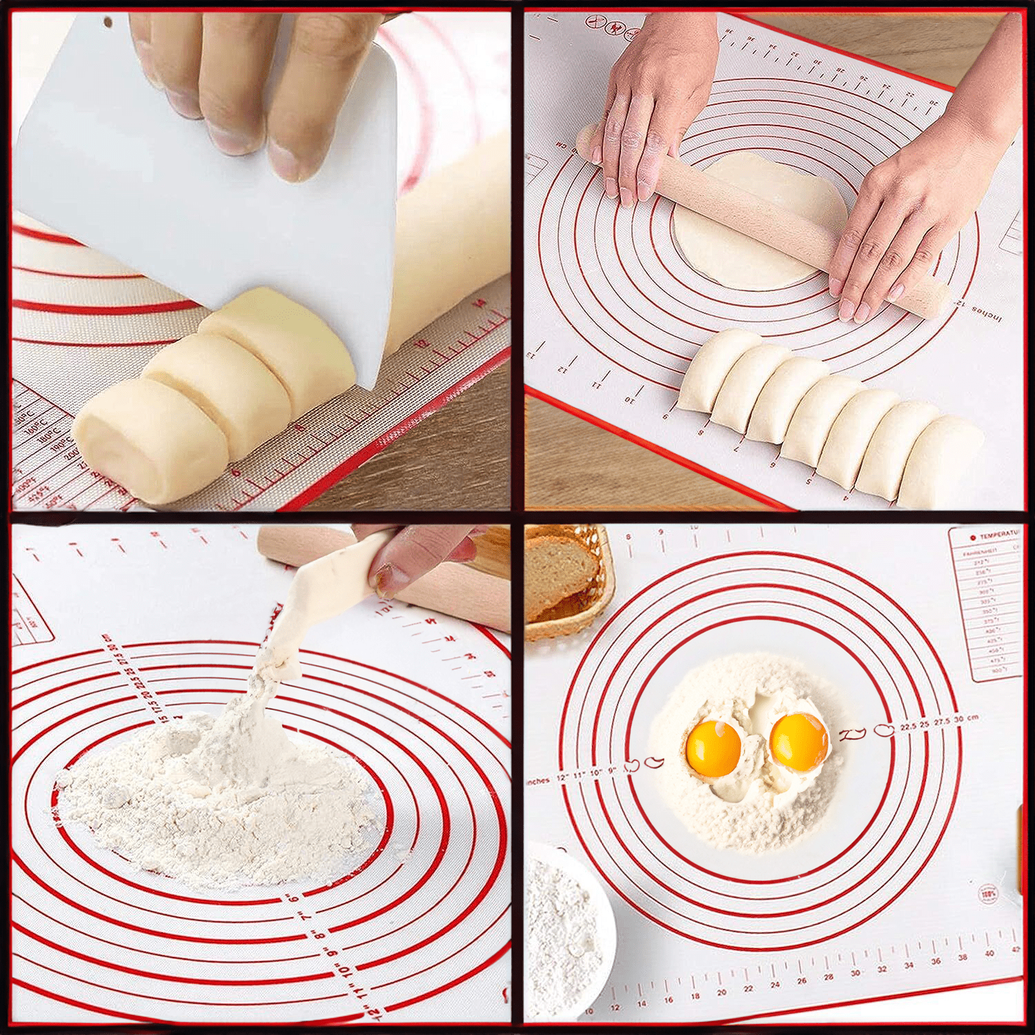 Pastry Baking Mat Non Stick Slip Silicone Extra Large 28" x 20" Heat Resistant Dishwasher-Safe, Dough Rolling Bread Kneading Oven Liner Silicon by Renewgoo