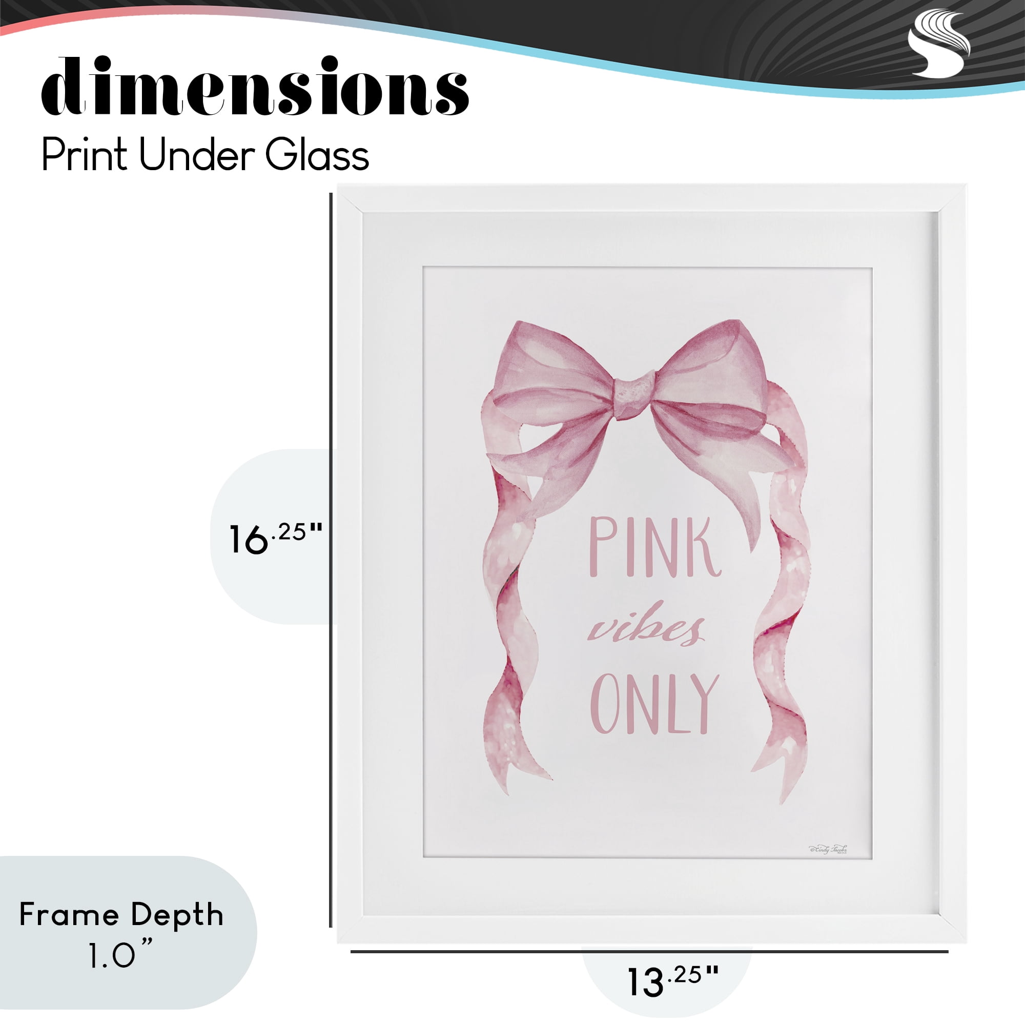 Stupell Industries Feminine Pink Vibes Only White Framed Print Under Glass, design by Cindy Jacobs