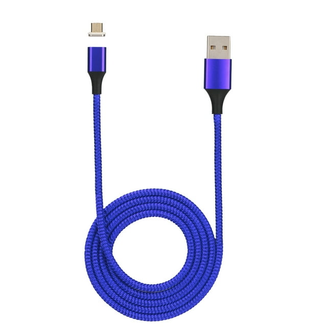 Cable de carga magnético para teléfono móvil de 3 A con indicador LED, línea de datos para teléfono móvil Android (azul)
