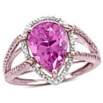 thumbnail image 3 of Star K � Pear Shape 11x8mm Created Pink Sapphire Halo Split Shank Big Stone Ring, 3 of 9