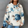 thumbnail image 5 of Fmbrln Womens Fall Hoodies Fashion Long Sleeve Hooded Sweatshirts Casual Loose Floral Print Pullover Tops with Pockets Light Blue 2XL, 5 of 5