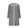 thumbnail image 3 of UQJfacai Robes for Women Zipper Front House Coat Lightweight Long Sleeves Bathrobe Soft Comfy Loose Knee Length Sleep Dress S-XXL, 3 of 5