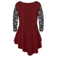 thumbnail image 4 of DPTALR Plus Size Women Floral Lace Asymmetric Three Quarter Tops Blouse, 4 of 7