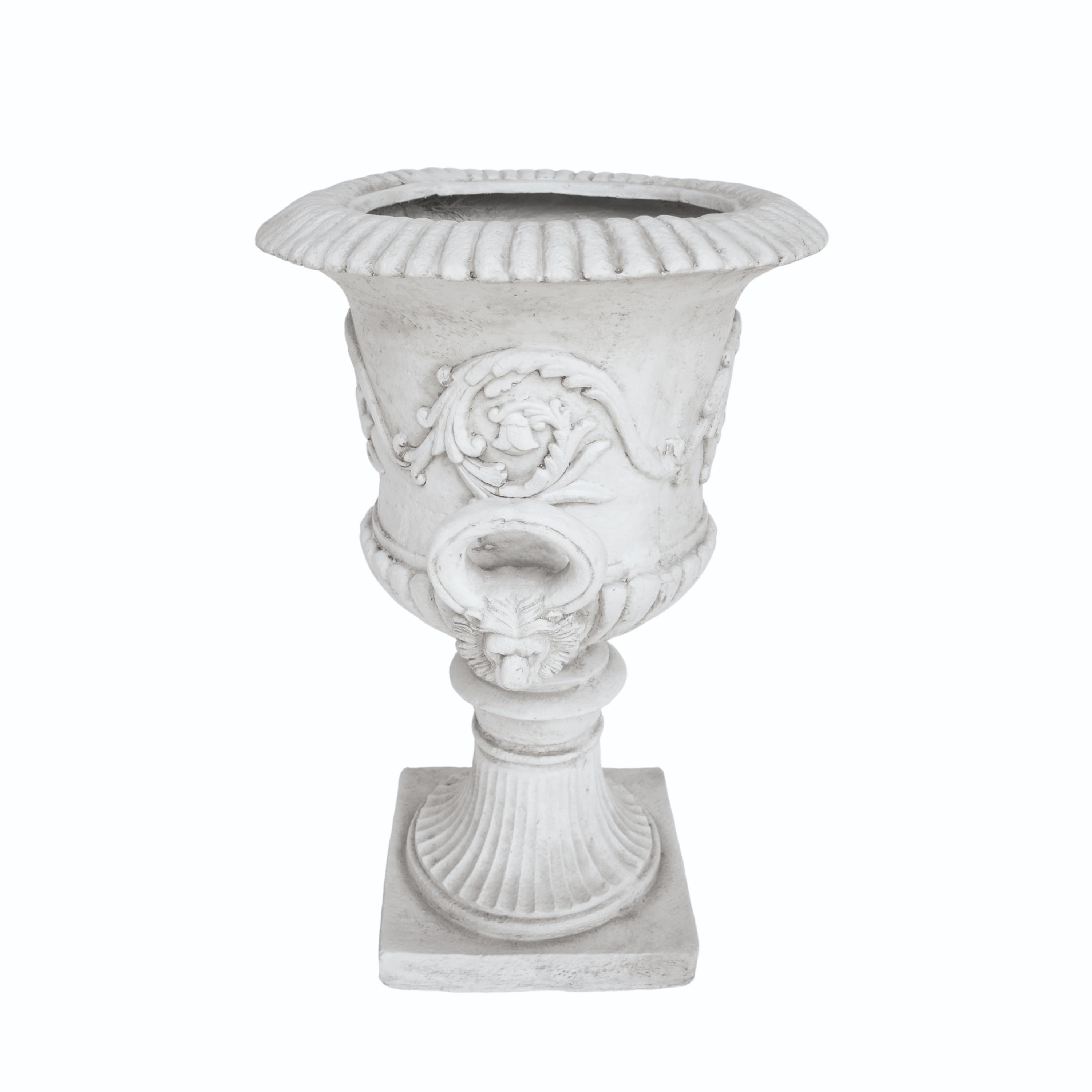 Alena Outdoor Light Weight Concrete Chalice Garden Urn Planter, Antique White