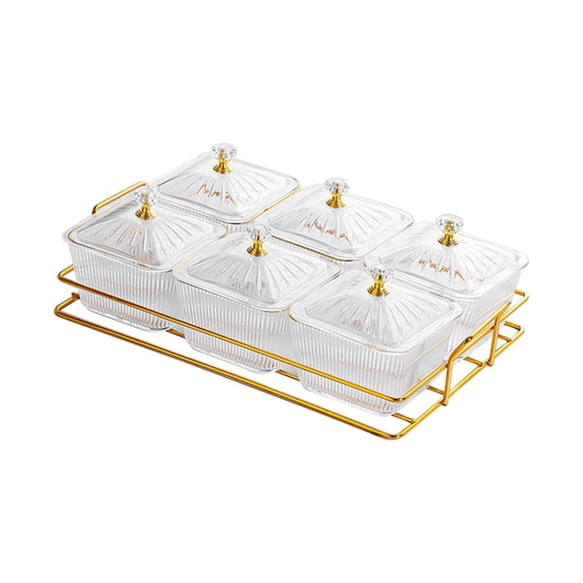6 Tazones Divididos Para Servir Refrigerios, Fuente Dividida Para Dulces, Postres, Nueces, Transparente