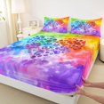 thumbnail image 4 of Homewish Dog Paws Heart Queen Sheets,Watercolor Tie Dye Print Queen Sheet Sets,Green Purple,4 Pieces,1 Flat Sheet, 1 Fitted Sheet and 2 Pillowcases, 4 of 6