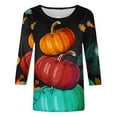 thumbnail image 5 of Odeerbi Halloween Graphic Shirts for Women Vintage Retro Blouse Fashion Printed Loose T-shirt Three Quarter Sleeves Round Neck 2025 Casual Tops Black, 5 of 5