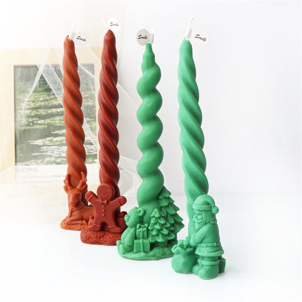 ZPAQI 3D Christmas Santa Candle Mold Pillar Tapers Elk Snowman Tree Silicone Mold