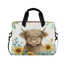 16" Laptop Tote Bag Laptop Sleeve Case Computer Briefcase for Work & Travel Sunflowers and Highland Cow