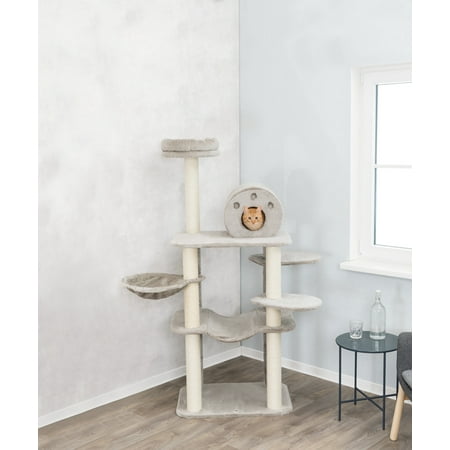 UPC: 4011905435305 | TRIXIE Fabiola Jute & Plush 3-Level 65 Cat Tower with Scratching Posts Condo & Hammocks Gray