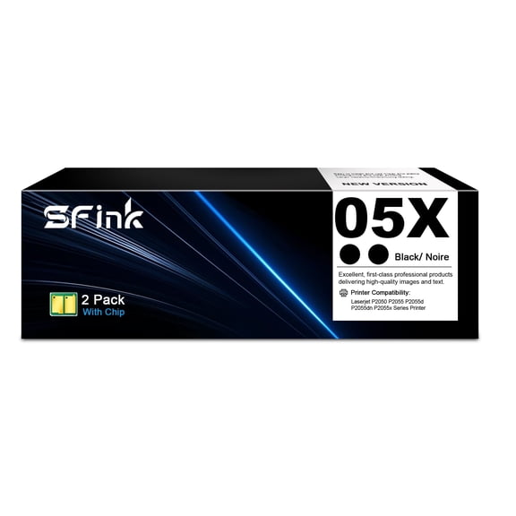 05X CE505X Toner Cartridges 2 Pack Black Compatible for HP05X for Laserjet P2050 P2055 P2055d P2055dn P2055x Series Printer