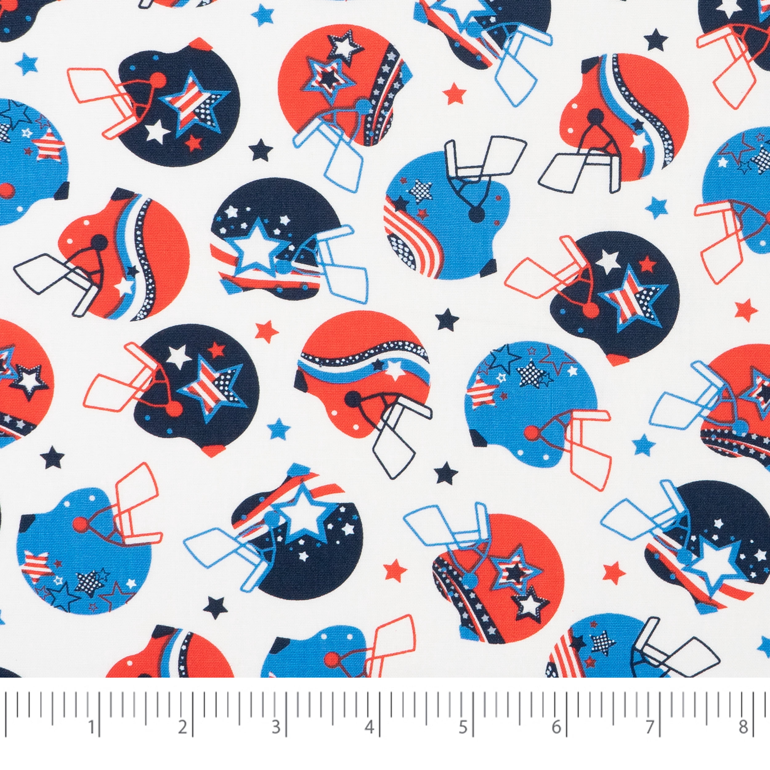 Singer, 100% Cotton, Patriotic Football Helmets, Cut by Yard