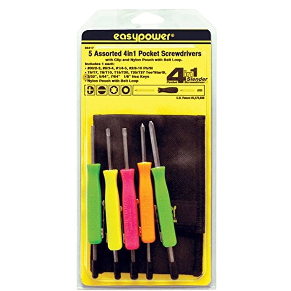 Eazypower 86417 4-in-1 Pocket Screwdrivers, Assorted