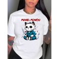 thumbnail image 1 of Women's "Michael Meowers" Horror Cat Graphic Tee - Casual & Sporty Round Neck Short Sleeve, Comfortable Polyester Blend Summer Top with Machine Washable Feature, 1 of 6