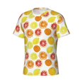 thumbnail image 3 of Yiaed Lemon Orange Print Mens Short Sleeve Tight Fit T-Shirt, Crewneck Casual Tee-Small, 3 of 5