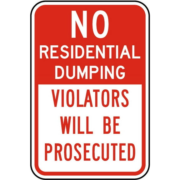 Vinyl Stickers - No Residential Dumping Sign - Safety and Warning Warehouse Signs Stickers - 3.5" x 5" - 3 Pack