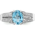 thumbnail image 5 of Sterling Silver Rhodium Light Swiss Blue Topaz & Diamond Ring (Size 7) Made In Thailand qdx534-7, 5 of 5