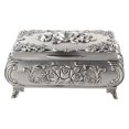 thumbnail image 1 of Retro Zinc Alloy Jewelry Box with Stereoscopic Carved Rose Pattern (12.5 x 9.5 x 5.5 cm), 1 of 4