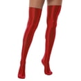 thumbnail image 1 of dPois Bas Collants Brillants pour Femmes, Bas-Cuisses, Chaussettes, Brillants, Restent en Place, en Soie, avec Pieds, Opaques, Rouges, Taille Unique, 1 of 7