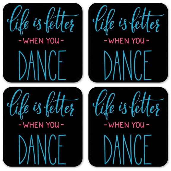 Vinyl Drink Coasters - Set of 4 - Life is better When You Dance