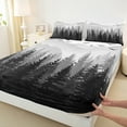 thumbnail image 3 of Manfei Tropical Pine Tree Twin Sheet Sets,Natural Plant Twin Fitted Sheet,Black White Gray Flat Sheet For Adults,Luxury Bedroom Decor,3 Pieces, 3 of 7