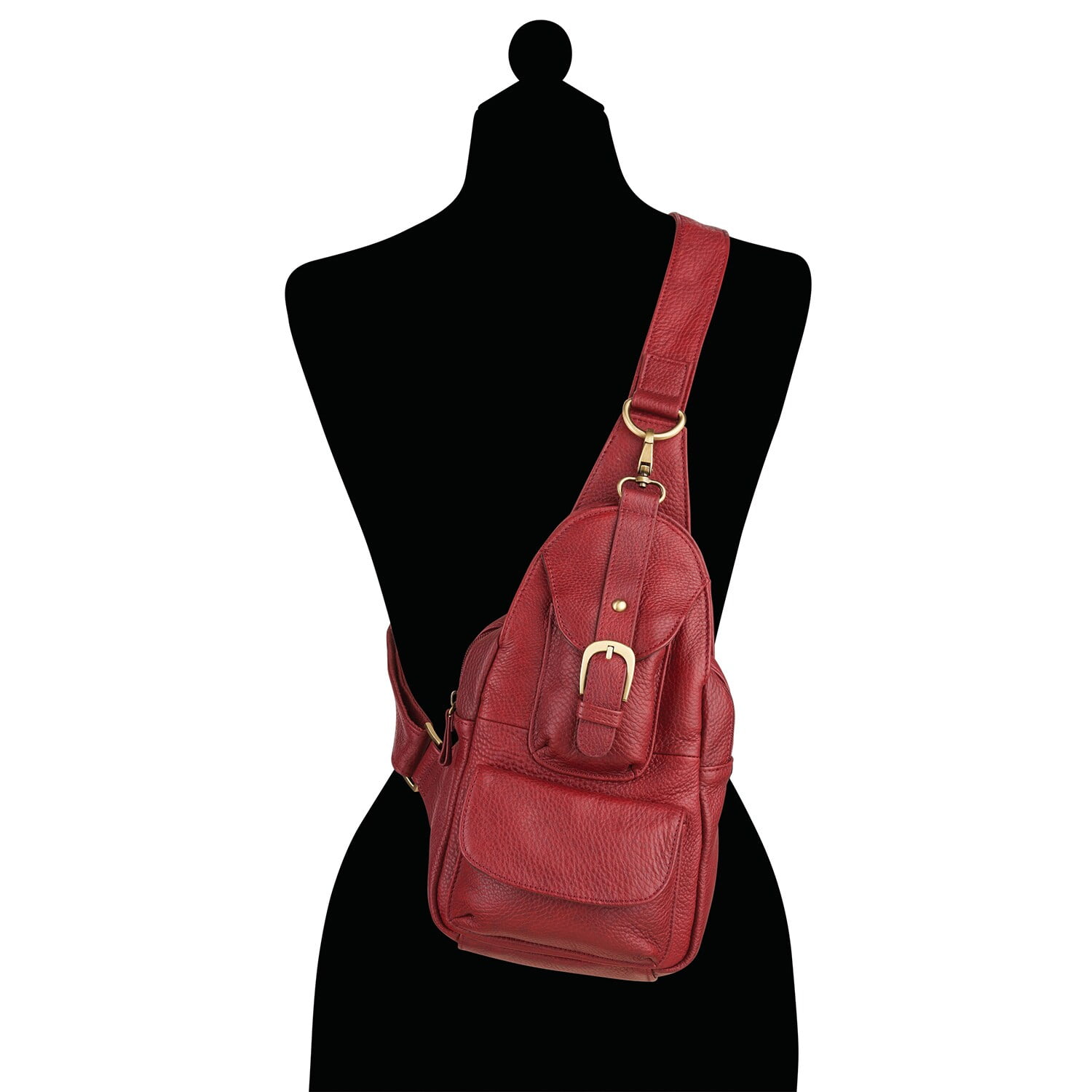 Womens Leather Crossbody Bag - Cowhide Sling Purse by American Procurement - Red