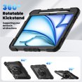 thumbnail image 5 of Case for iPad Air 11 Inch M3 2025/M2 2024 (7th/6th Gen) with Screen Protector, 360 Degree Rotating Kickstand Hand Strap Heavy Duty Shockproof Cover with Shoulder Strap, Black, 5 of 7
