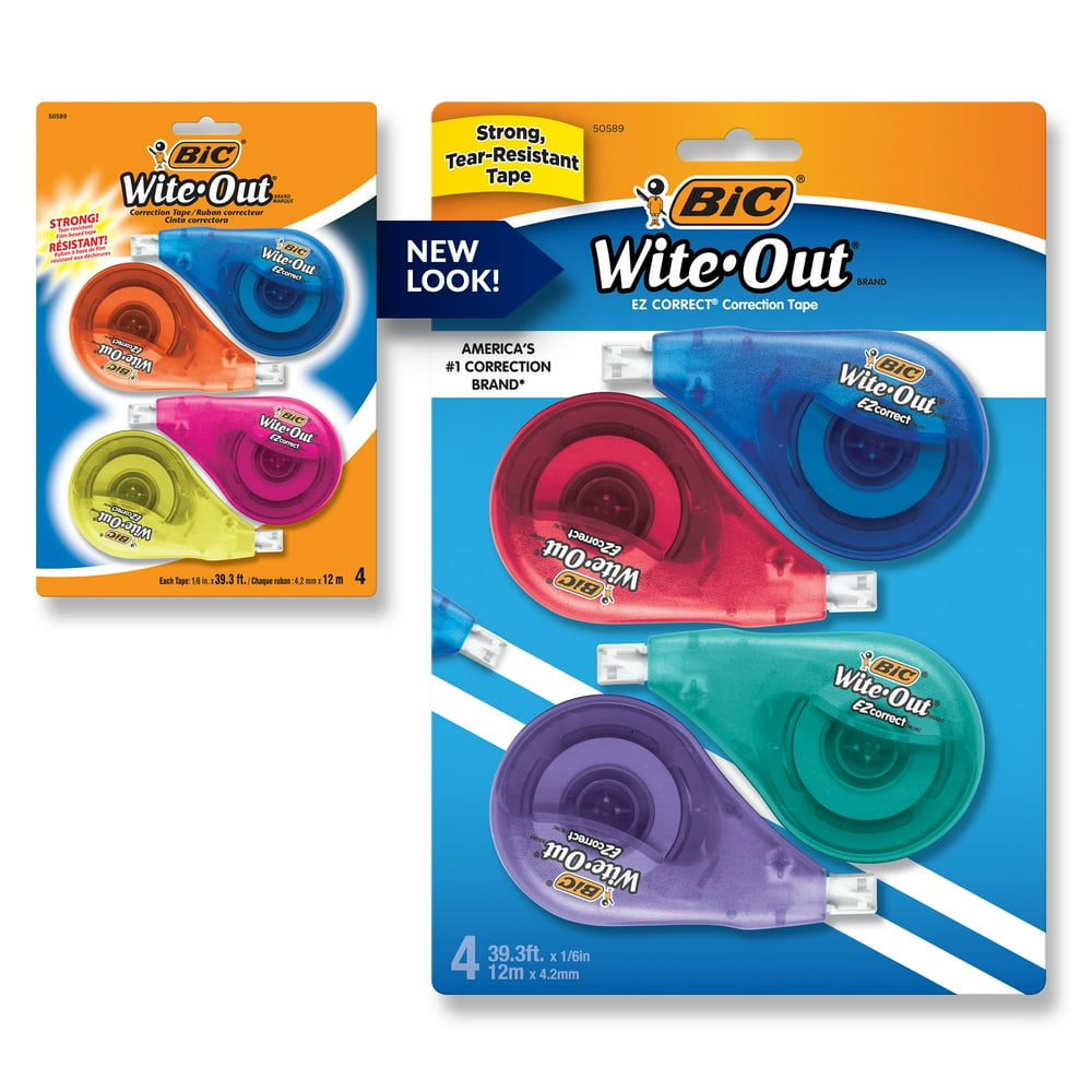 BIC WiteOut Brand EZ Correct Correction Tape, White Tape, Applies Dry