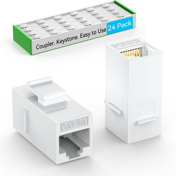 Acoplador Keystone Sokqovt CAT6A RJ45 (paquete de 24), color blanco