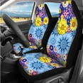 thumbnail image 2 of Uorisanigo Mandala Flower Car Seat Covers Set 14 Pcs with Cars Console Cover and Steering Wheel Cover Auto Headrest Cover Seat Belt Cover Cars Water Cup Coaster Soft Anti-slip Fit Car SUV, 2 of 5