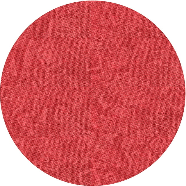 Ahgly Company Tapis d'Intérieur Ronds Transitionnels Rouges Lavables à la Machine, 8 Pieds Rond