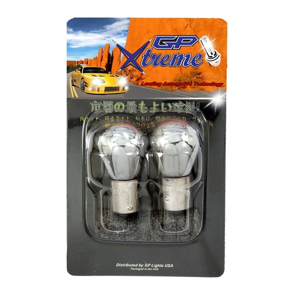 GP Xtreme 1157 2057 2357 7528 BAY15D Amber Silver Stealth Chrome Xenon Light bulbs (Straight Pin) Front Rear Turn Signal Brake light, Parking Light, Running light