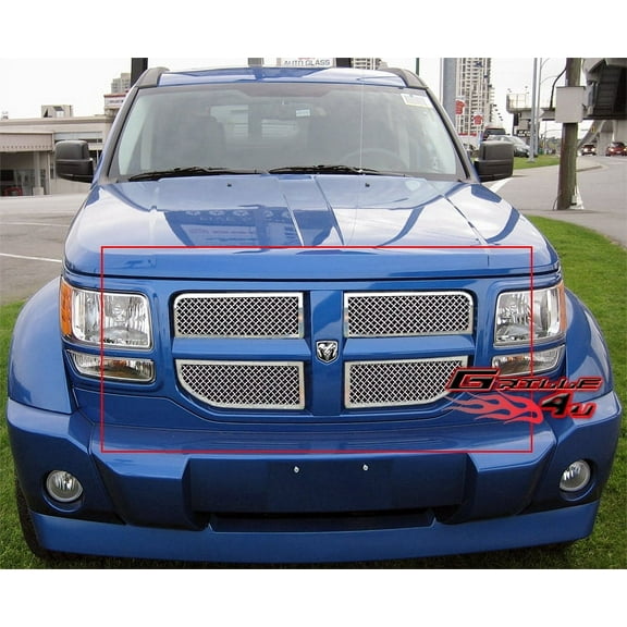 APS Compatible with Dodge Nitro 2007-2011 Main Upper Stainless Steel Chrome Mesh Front Grill Grille Insert D76473S