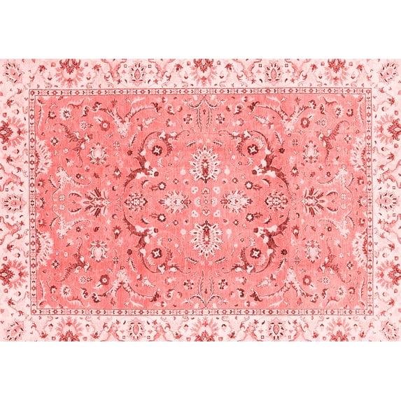 Ahgly Company Machine Washable Indoor Rectangle Abstract Red Modern Area Rugs, 8' x 10'