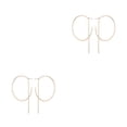 thumbnail image 2 of Qarigey Pendientes redondos geométricos de estilo Simple, Color dorado y plateado, forma C para boda, joyería de graduación oro 2piezas, 2 of 6