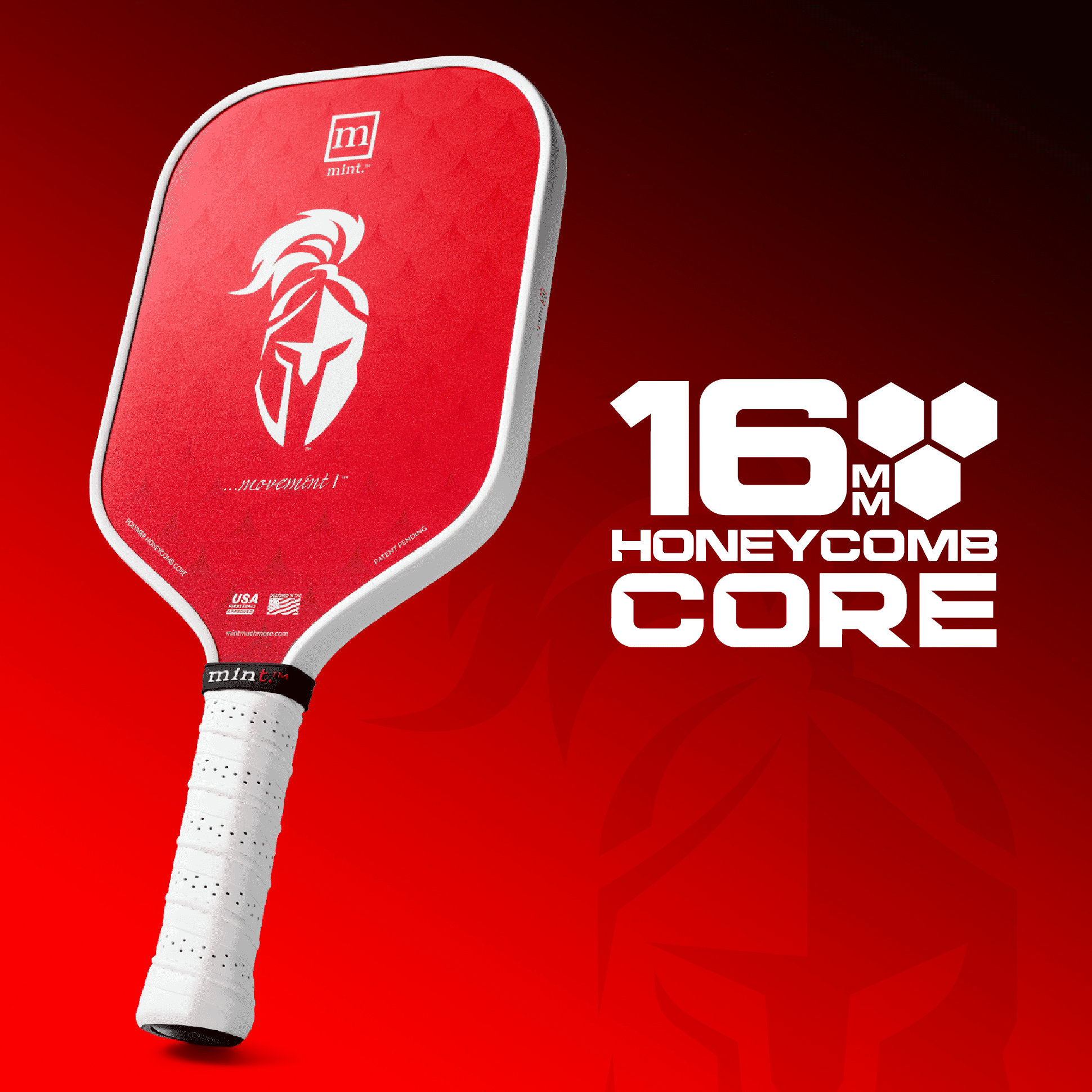 Mint Sport Carbon Fiber Pickleball Paddle Mint Movemint I – 16mm Polypropylene Core, Midweight Cold Pressed with Smooth Surface, TPE Edge Guard, USAPA Approved – Power & Control for All Skill Levels