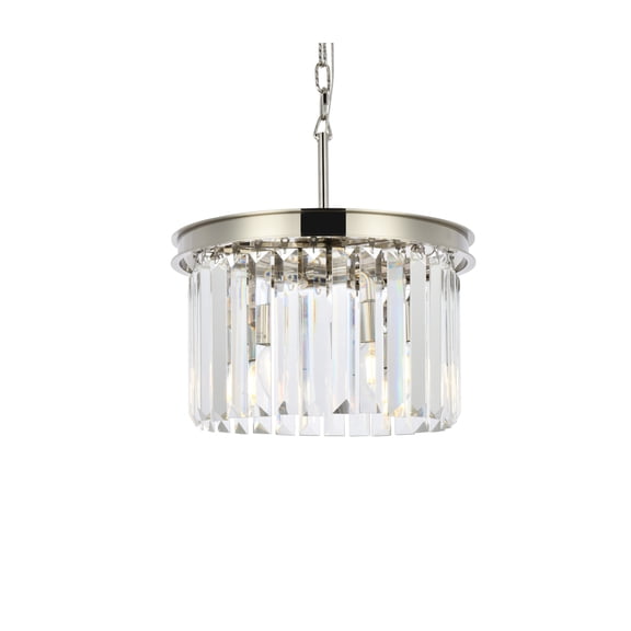 Sydney 3 light Polished nickel Pendant Clear Royal Cut Crystal