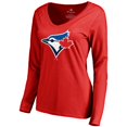 thumbnail image 2 of Women's Red Toronto Blue Jays Logo Long Sleeve T-Shirt, 2 of 3