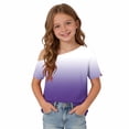 thumbnail image 6 of ITSAME One Shoulder T-Shirts for Girls Short Sleeve Tops Gradient Print Summer Loose Casual Tees Purple Size 13, 6 of 9