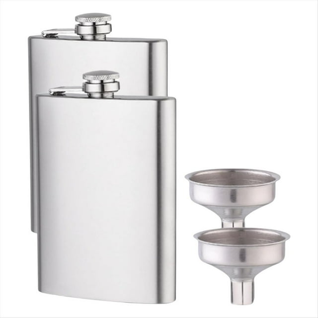 Hip Flask X2 de Acero Inoxidable 304 de 8 Onzas con Embudo: Juego de A Prueba de Fugas, Elegante y Portátil para Hombres y Mujeres