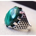 thumbnail image 2 of Malachite Mans Ring, Natural Green Malachite, Spiritual, Silver Jewelry, 925 Silver Ring, Birthday Gift, Heavy Mens Ring, Arabic Design, Ottoman Style Ring, Christmas, Turkey Mens Signet Ring, 2 of 6