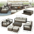 thumbnail image 5 of Homrest Aluminum Patio Furniture Set, Outdoor Furniture Set with Storage Coffee Table, Cushions & 2 Ottomans for Balcony, Garden, 5 of 9