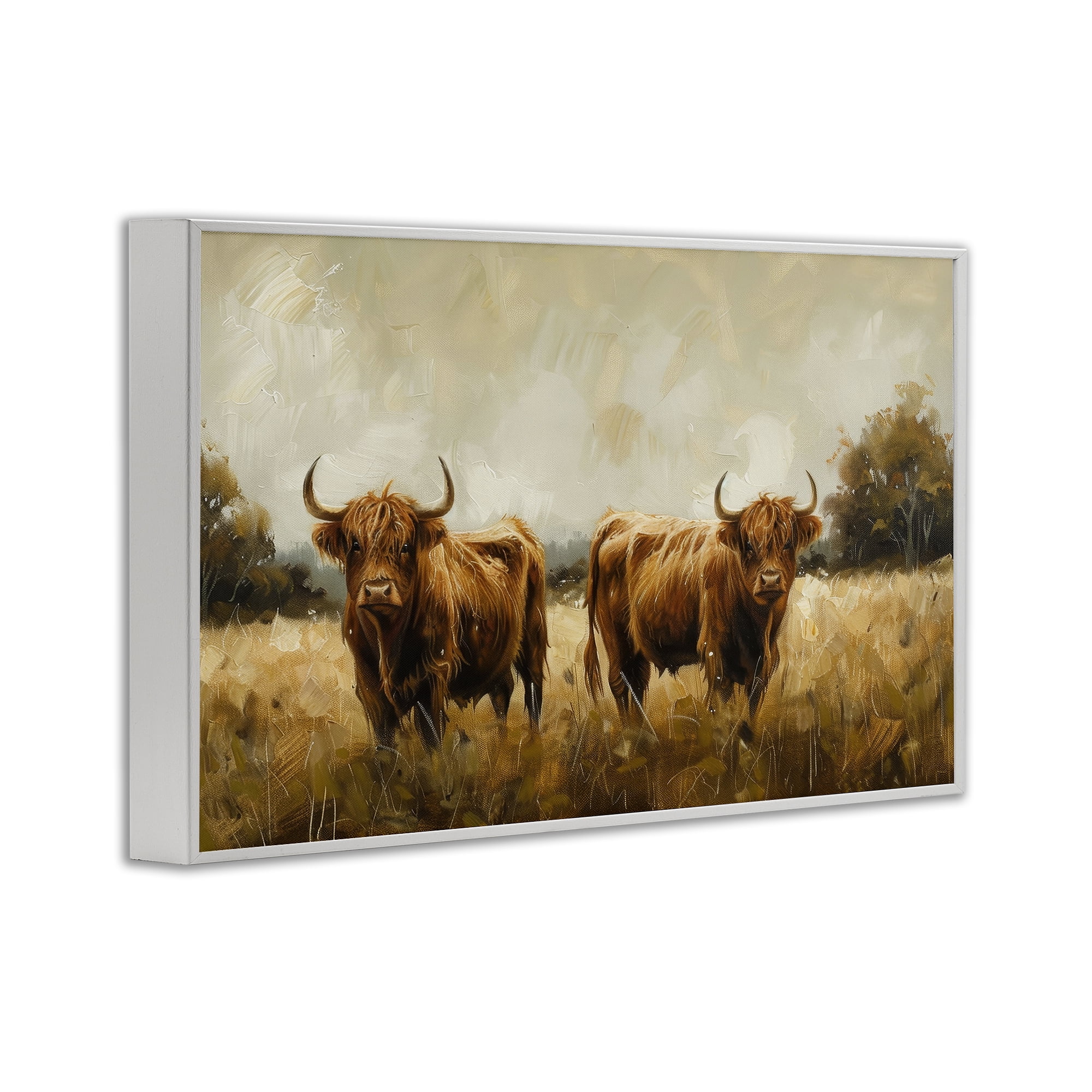 Stupell Industries Couple of Cows Animals & Insects Painting White Framed Art Print Wall Art, 30 x 20