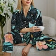 thumbnail image 6 of Uemuo Black Panther Floral Illustration Pattern Womens Pajama Sets,PJ Set for Women,Pajamas for Women Logo,Long Sleeve Pajama Set for Women,Soft Long Sleeve Top With Pants-XX-Large, 6 of 9