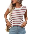 thumbnail image 2 of Women Sweater Vest Top Striped Sleeveless Knit Tank Tops Summer Outfits Red XL, 2 of 10